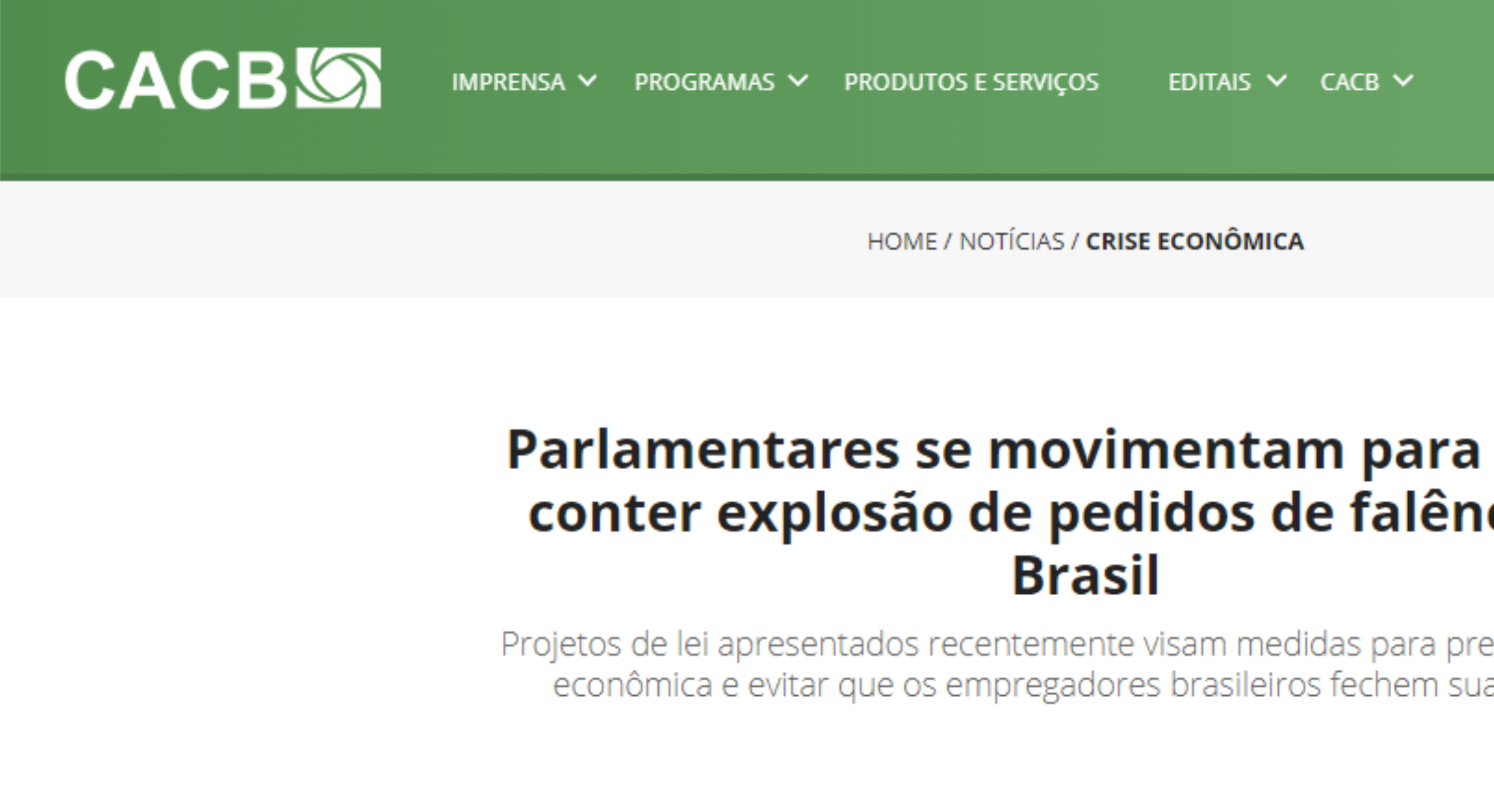 Menção a Filipe Denki em matéria da Confederação das Associações Comerciais e Empresas do Brasil: Parlamentares se movimentam para tentar conter explosão de pedidos de falência no país